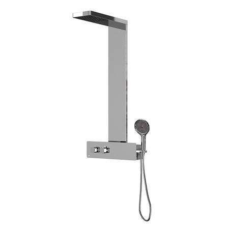 Noken Oxo Душевая Стойка С Термостатом, Ручной Душ С 3 Функциями Дождя, Polished Stainless Steel