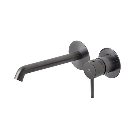 Monomando Rondo N Encastre Lavabo Parte Externa 2 Placas Titanio Cepillado