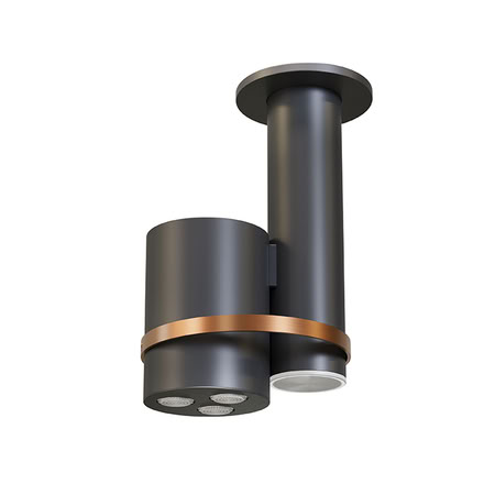 Noken Eye Потолочная Душевая Лейка С Хромотерапиией, 100-240v, Черный Матовый/браш. Медь