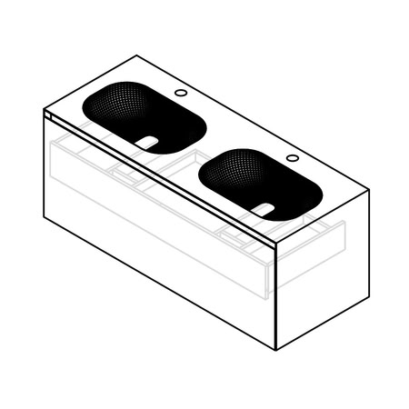 Gamadecor Soft Bps-2 Тумба С Двумя Интегрированными Раковинами, 120x48x48,3 См, Stratified Ghost