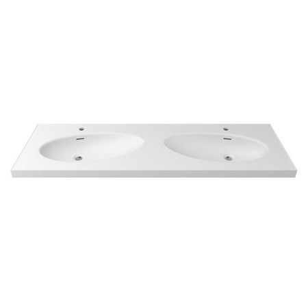 Nest Столешница 152x50х14,7 см с двумя раковинами крион с отверстием под смеситель белая