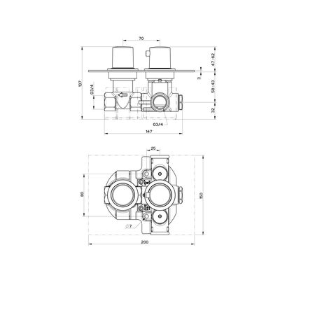 Смеситель с термостатом скрытого монтажа Хром Noken Urban N111390008-100065766 - габаритные размеры
