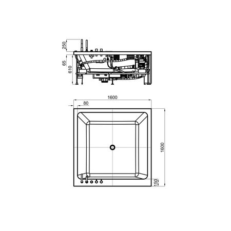 Ванна с оборудванием 160x160 см Noken Soleil N710000472-100095014 (Архив) - габаритные размеры