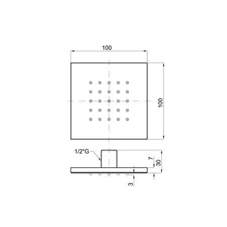 Форсунка боковая с подключением Noken Square N140140072-100137901 - габаритные размеры