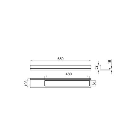 Полка 65x10,3x5,2см для аксессуаров с держателем полотенец черная Noken Essence C N643000082-100238774 - габаритные размеры
