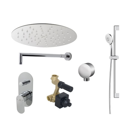 Noken Pack Round Shower Душевой Комплект Со Смесителем И Верхним Душем 20 См, Хром Noken Pack Round Shower Душевой Комплект Со Смесителем И Верхним Душем 20 См, Хром