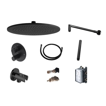 Noken Pack Rondo Black Thermostatic Душевой Комплект С Термостатом И Верхним Душем O30 См, Черный
