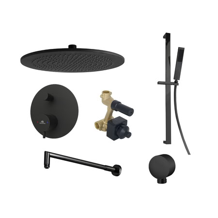Noken Kit Rondo Комплект Для Душа, С Верхним Душем Neptune Slim O30 См, Matt Black Noken Kit Rondo Комплект Для Душа, С Верхним Душем Neptune Slim O30 См, Matt Black