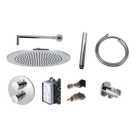 Noken Kit Round Комплект Для Душа, С Верхним Душем Neptune Oval 30x20 См, Хром Noken Kit Round Комплект Для Душа, С Верхним Душем Neptune Oval 30x20 См, Хром