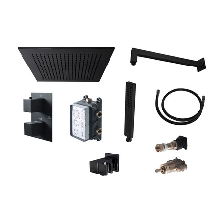 Noken Kit Square Комплект Для Душа С Термостом И Верхним Душем 30x30 См, Чёрный Матовый Noken Kit Square Комплект Для Душа С Термостом И Верхним Душем 30x30 См, Чёрный Матовый