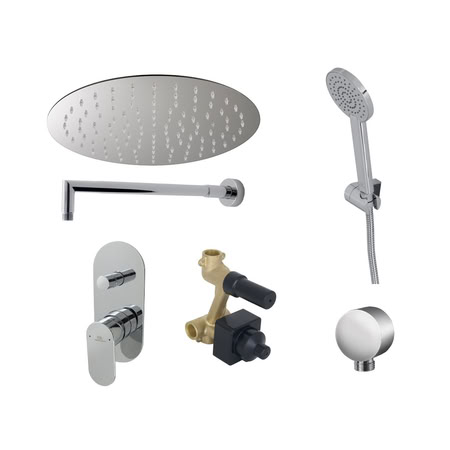 Noken Kit Hotels Комплект Для Душа, С Верхним Душем Round O30 См, Хром Noken Kit Hotels Комплект Для Душа, С Верхним Душем Round O30 См, Хром