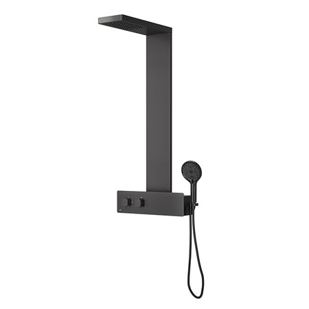 Noken Oxo Душевая Стойка С Термостатом, Ручной Душ С 3 Функциями Дождя, Matt Black