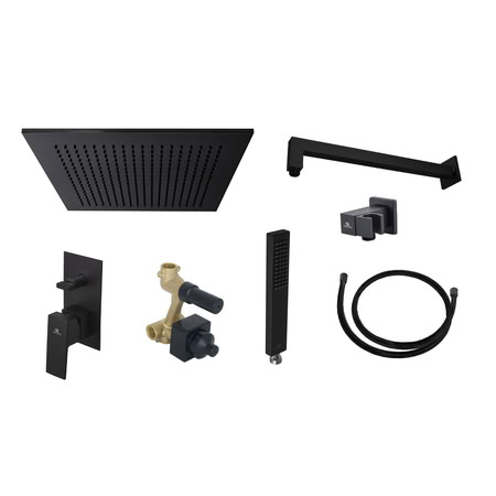 Noken Pack Square Комплект Для Душа, С Верхним Душем Neptune Slim 30х30 См, Matt Black Noken Pack Square Комплект Для Душа, С Верхним Душем Neptune Slim 30х30 См, Matt Black