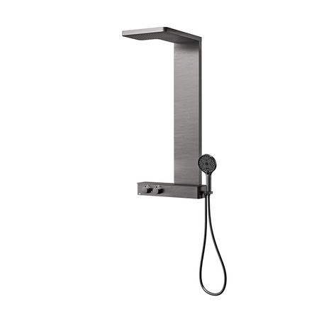 Noken Lounge Панель Для Душа С Термостатом, Верхним И Ручным Душем, Brushed Titanium