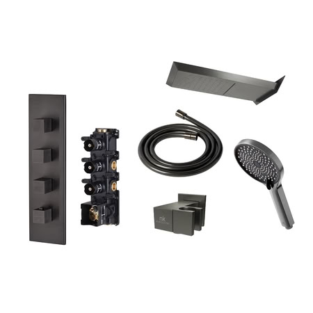 Noken Pack Oxo Душевой Комплект С Термостатом, Верхний Душ, Брашированный Титан Noken Pack Oxo Душевой Комплект С Термостатом, Верхний Душ, Брашированный Титан