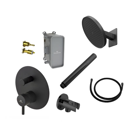 Noken Pack Plump Комплект Для Душа Со Смесителем И Верхним Душем O30 См, Matt Black Noken Pack Plump Комплект Для Душа Со Смесителем И Верхним Душем O30 См, Matt Black