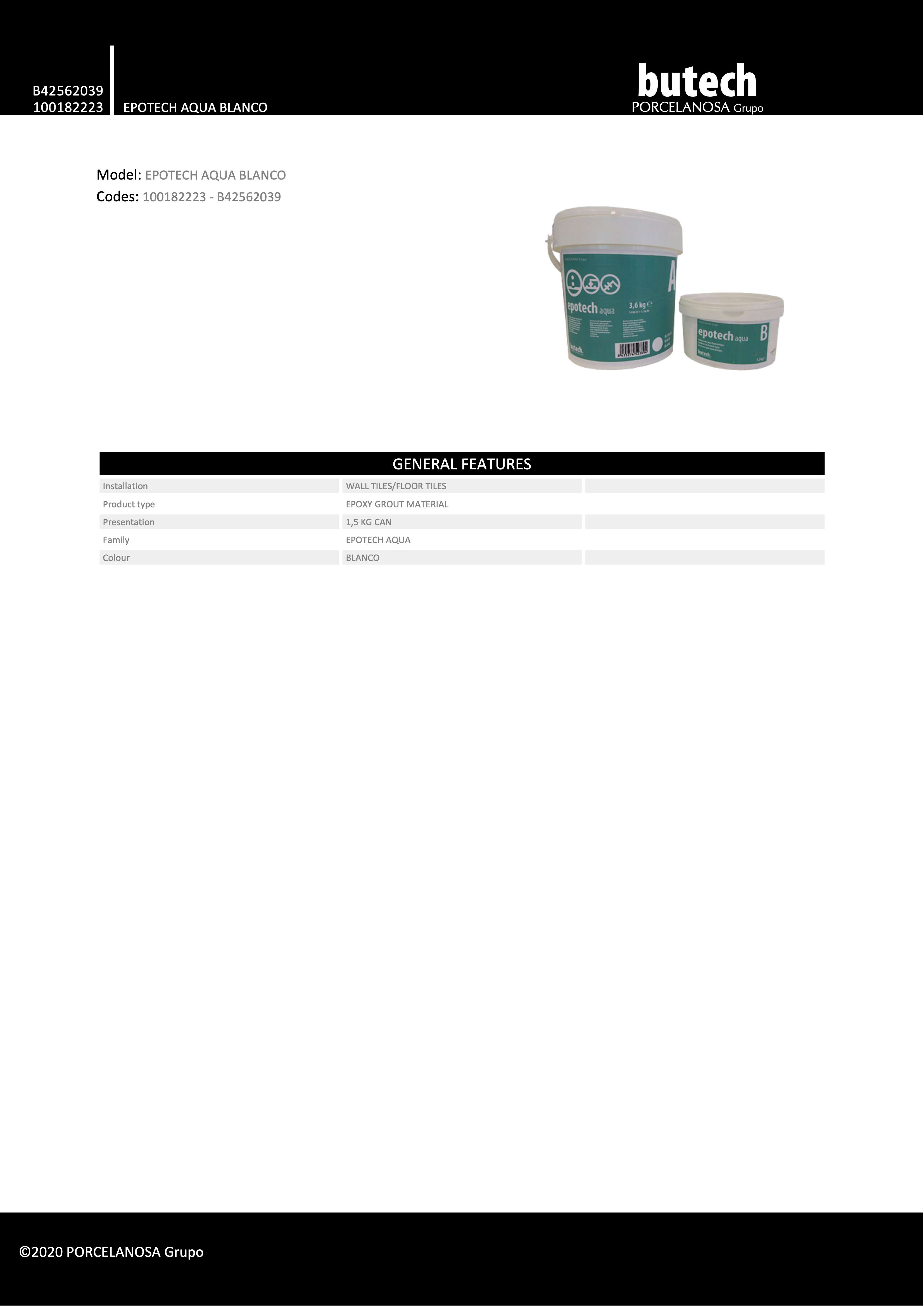 Затирка Butech Epotech Aqua Blanco (1.5 кг)