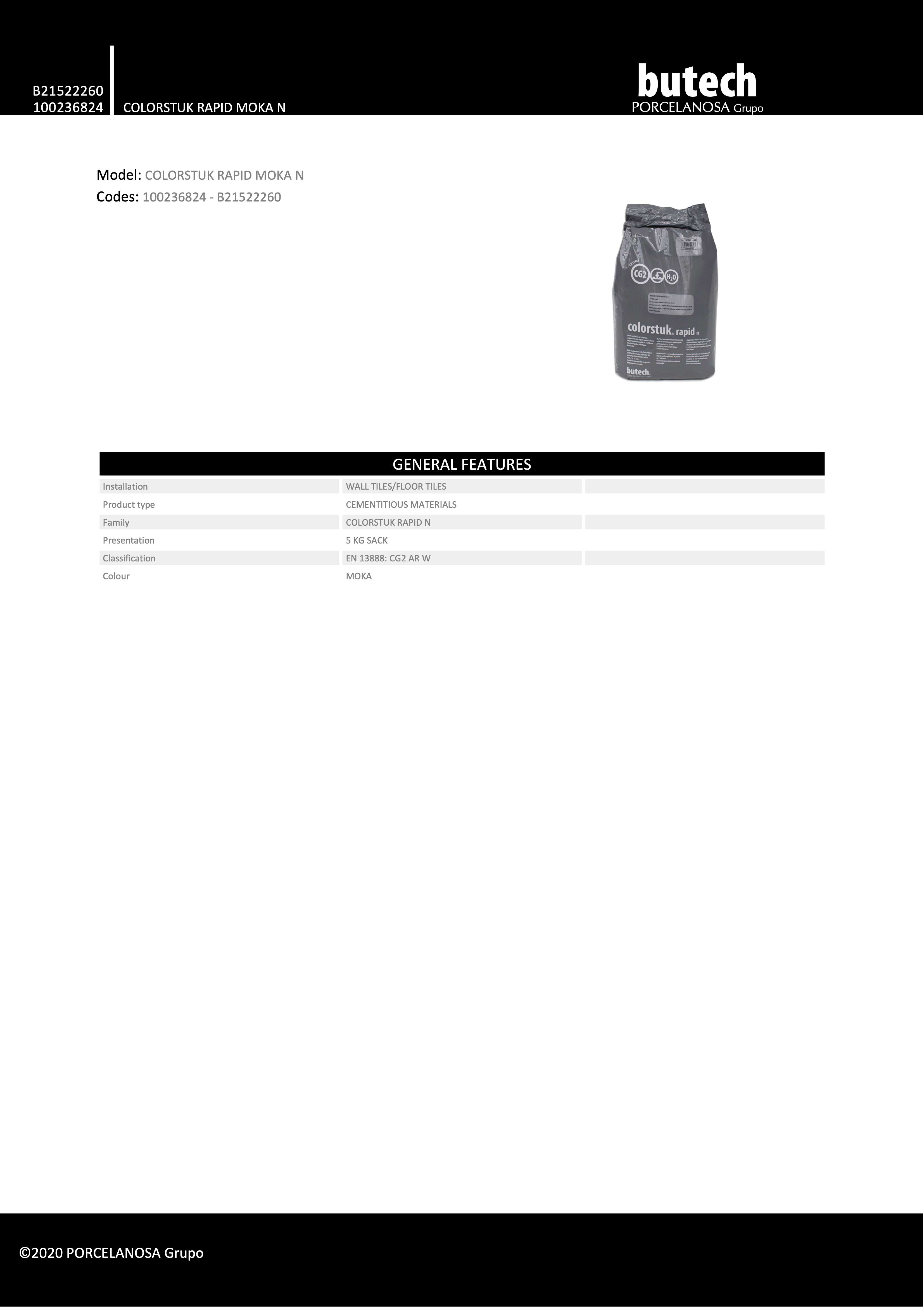 Затирка Butech Colorstuk Rapid N Moka (5 кг)