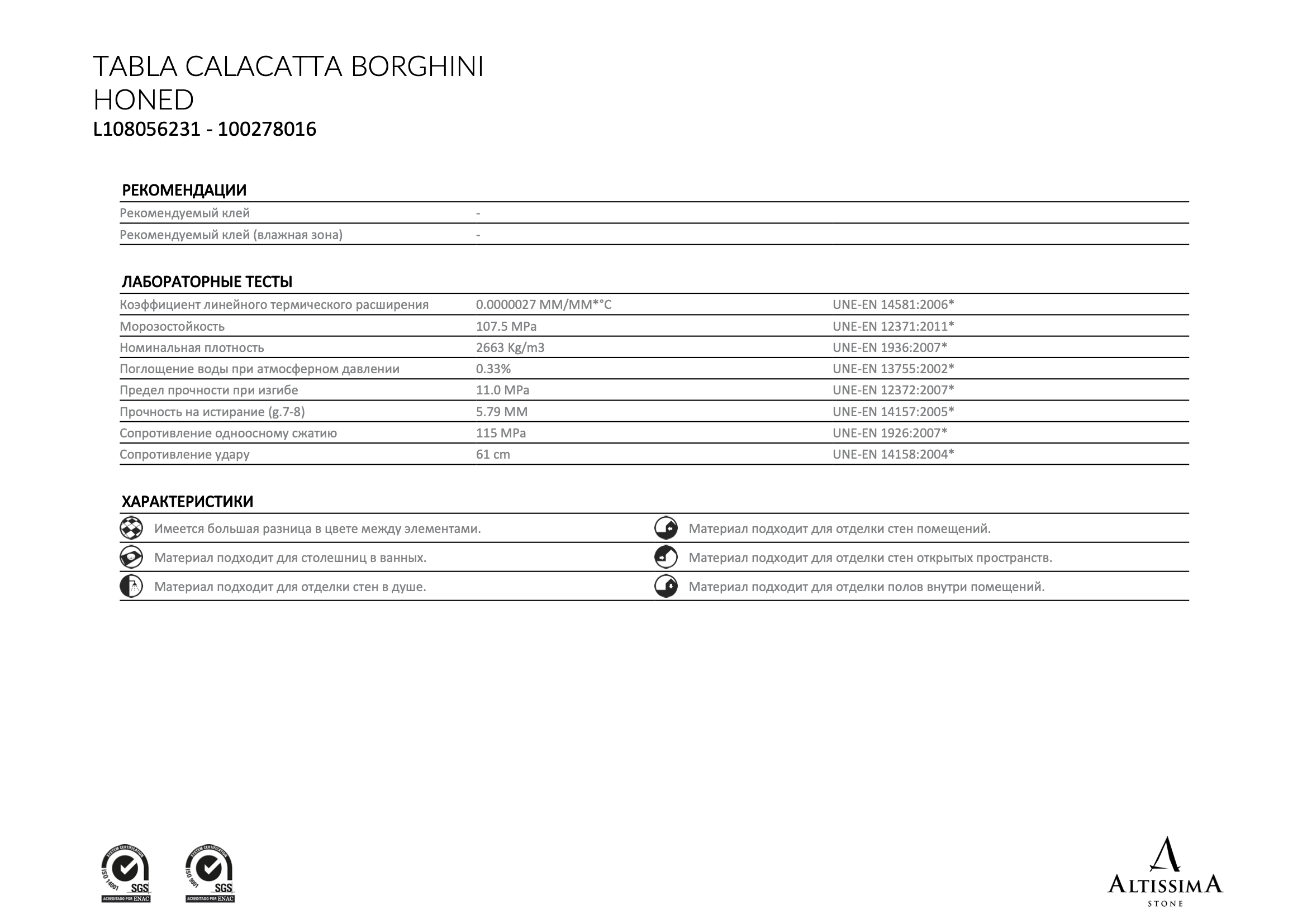 Tabla Calacatta Borghini Honed 2