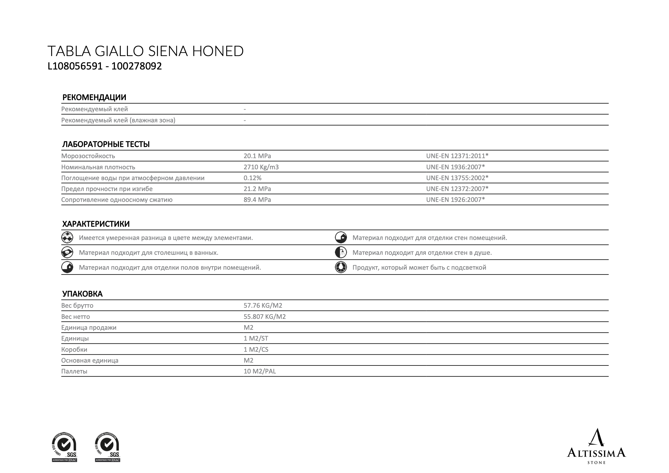 Tabla Giallo Siena Honed 2