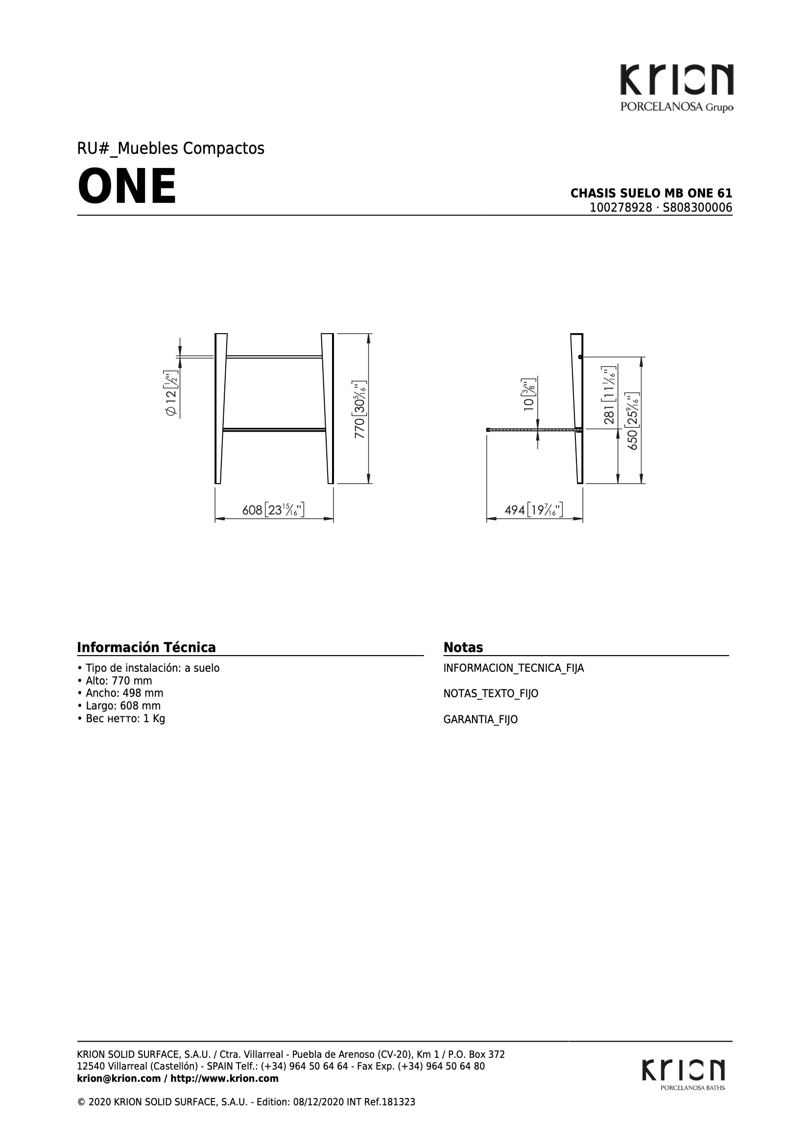 Каркас Chasis Suelo Mb One 61
