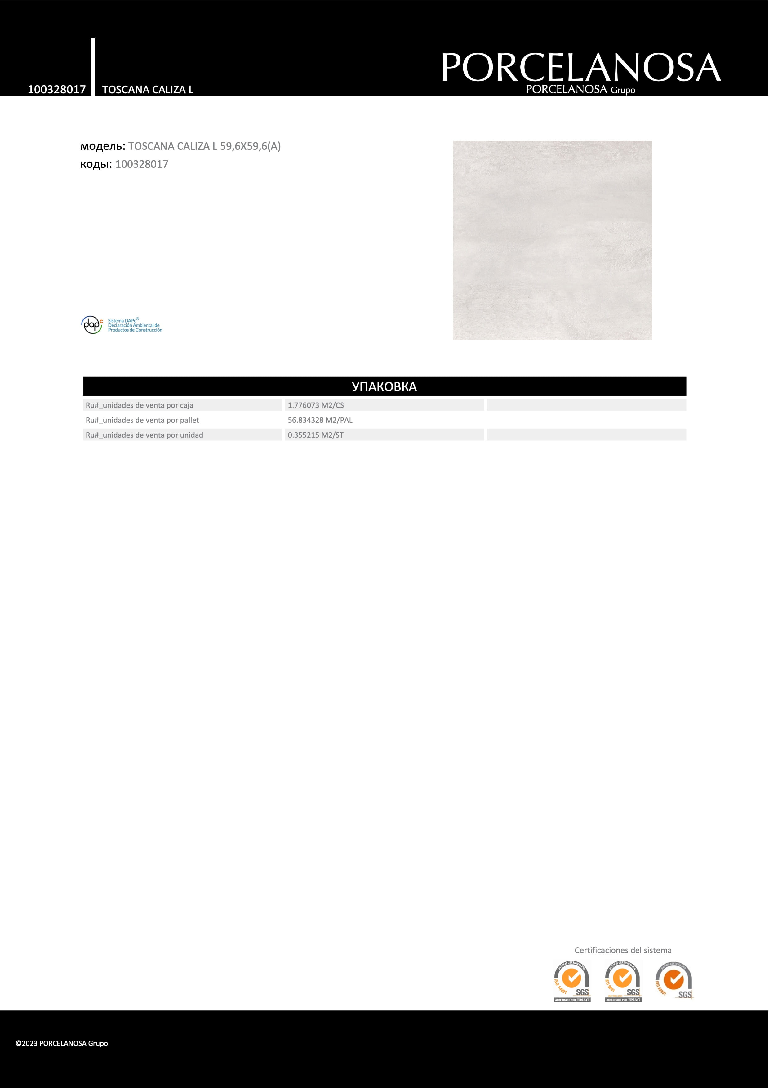 Porcelanosa Toscana Caliza L 59,6x59,6